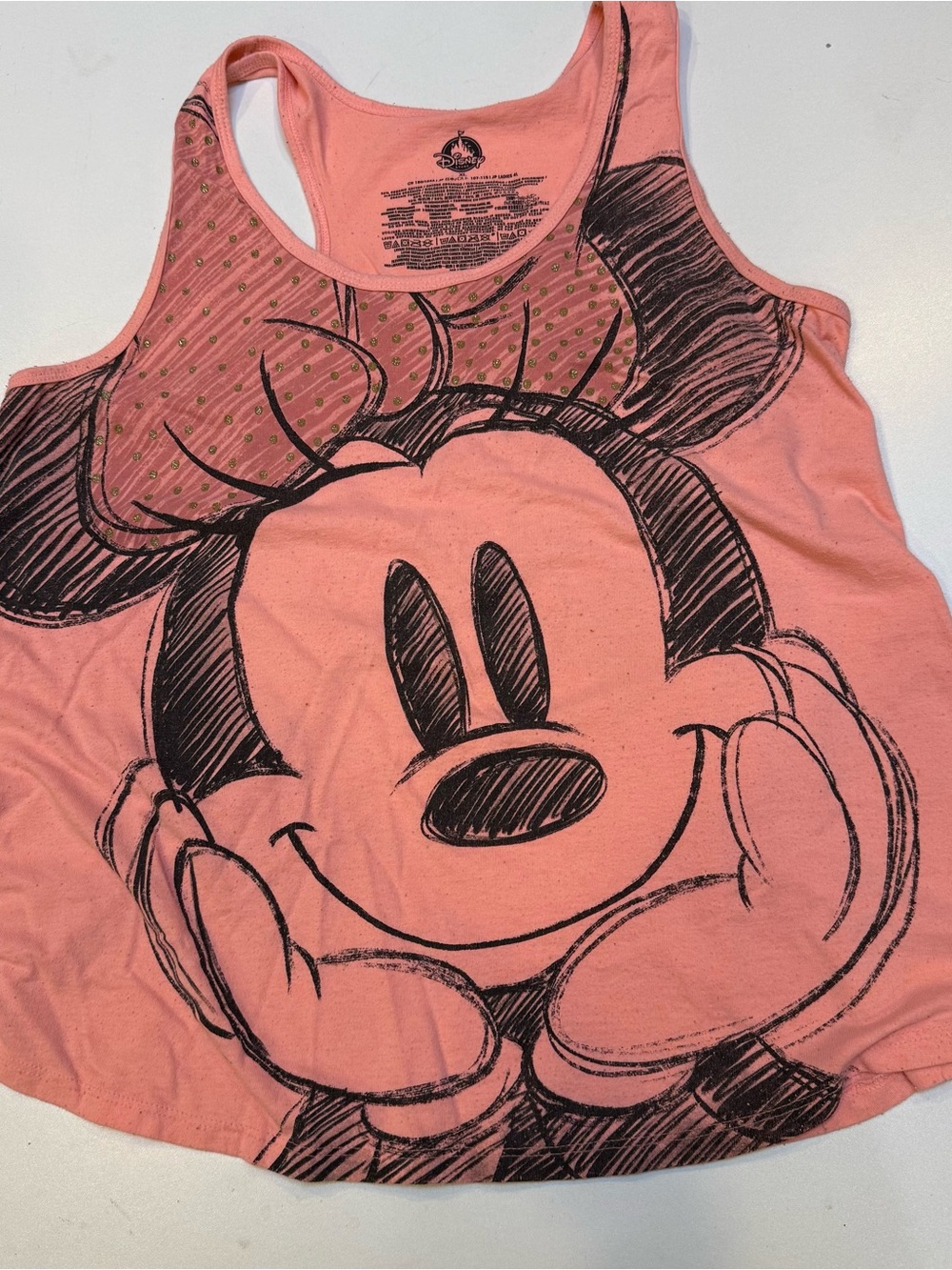 Disney Girls Coral Pink Minnie Mouse Tank Top